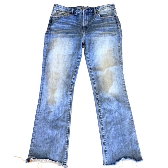DRIFTWOOD Denim - Driftwood Kelly Mid Rise Straight Leg Jeans Blue Raw Hem Size 32 L28